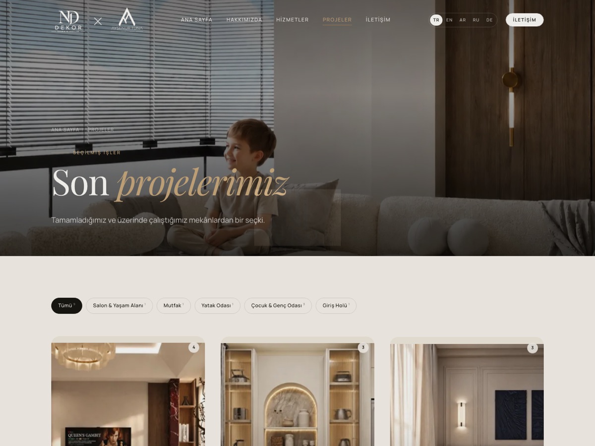 ND Dekor website project gallery page
